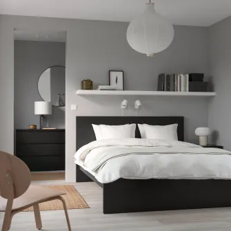 IKEA MALM Cadru pat inalt, negru-maro, 140x200 cm