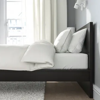 IKEA MALM Cadru pat inalt, negru-maro, 140x200 cm