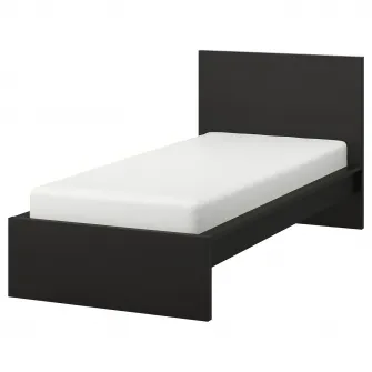 IKEA MALM Cadru pat inalt, negru-maro/Lindbåden, 90x200 cm
