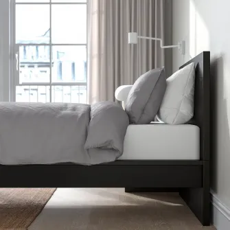 IKEA MALM Cadru pat inalt, negru-maro/Lindbåden, 90x200 cm