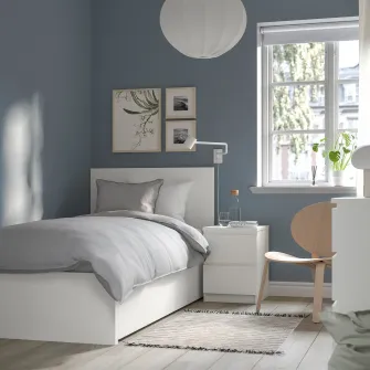 IKEA MALM Cadru pat inalt+2 cutii depozitare, alb, 90x200 cm
