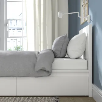 IKEA MALM Cadru pat inalt+2 cutii depozitare, alb, 90x200 cm