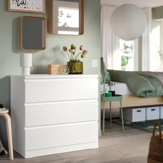IKEA MALM Comoda 3 sertare, alb, 80x78 cm