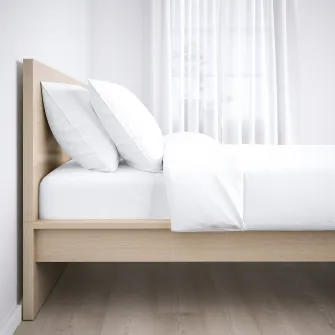 IKEA MALM Mobilier dormitor, set 4 piese, furnir stejar alb, 180x200 cm