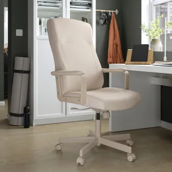IKEA MALM/MILLBERGET / BILLY/OXBERG Birou si ansamblu depozitare, +scaun rotativ alb/bej