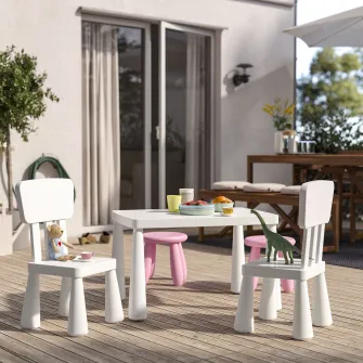 IKEA MAMMUT Masa pentru copii, interior/exterior alb, 77x55 cm