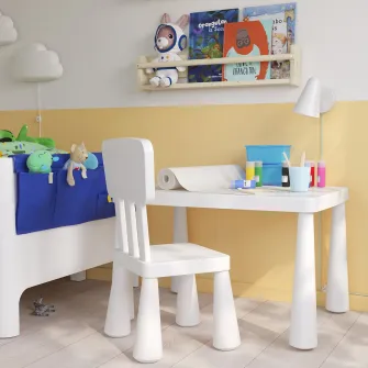 IKEA MAMMUT Masa pentru copii, interior/exterior alb, 77x55 cm