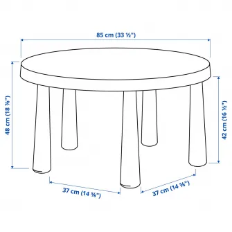 IKEA MAMMUT Masa pentru copii, interior/exterior/bleu, 85 cm