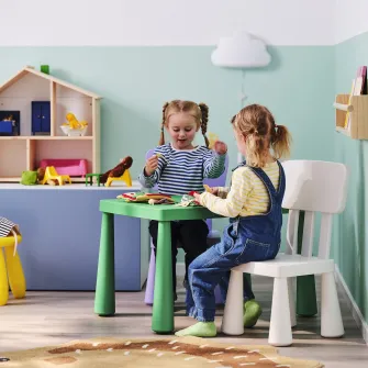 IKEA MAMMUT Masa pentru copii, interior/exterior/verde deschis, 77x55 cm