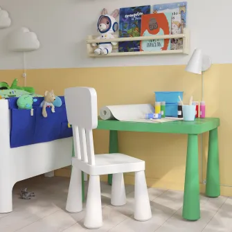 IKEA MAMMUT Masa pentru copii, interior/exterior/verde deschis, 77x55 cm