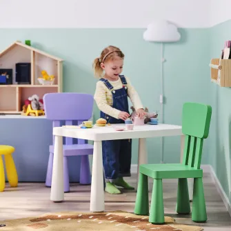 IKEA MAMMUT Scaun pentru copii, interior/exterior/verde deschis