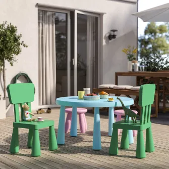 IKEA MAMMUT Scaun pentru copii, interior/exterior/verde deschis