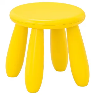 IKEA MAMMUT Taburet pentru copii, interior/exterior/galben