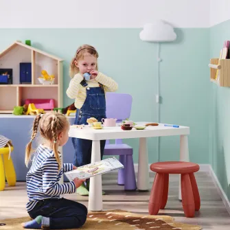 IKEA MAMMUT Taburet pentru copii, interior/exterior/rosu