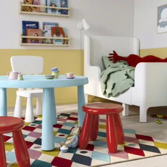 IKEA MAMMUT Taburet pentru copii, interior/exterior/rosu