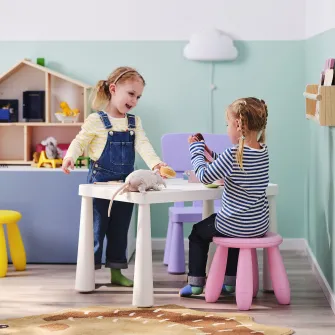 IKEA MAMMUT Taburet pentru copii, interior/exterior/roz