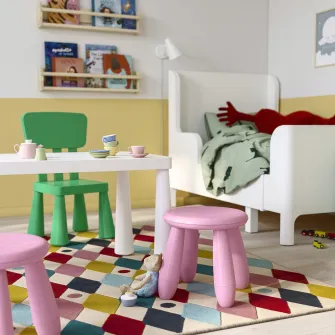 IKEA MAMMUT Taburet pentru copii, interior/exterior/roz