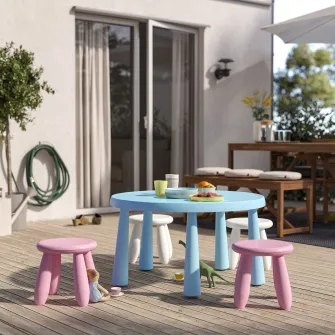 IKEA MAMMUT Taburet pentru copii, interior/exterior/roz