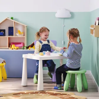 IKEA MAMMUT Taburet pentru copii, interior/exterior/verde deschis