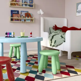 IKEA MAMMUT Taburet pentru copii, interior/exterior/verde deschis