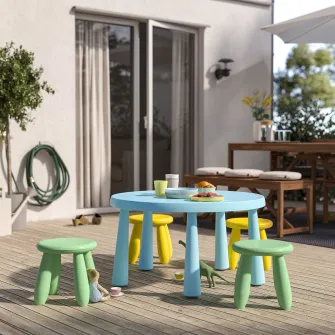IKEA MAMMUT Taburet pentru copii, interior/exterior/verde deschis