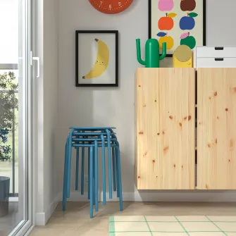 IKEA MARIUS Taburet, albastru, 45 cm