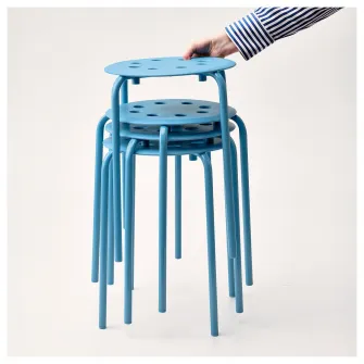 IKEA MARIUS Taburet, albastru, 45 cm
