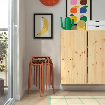 IKEA MARIUS Taburet, rosu-maro, 45 cm