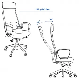 IKEA MARKUS Scaun rotativ, Vissle gri, Mediu (M)