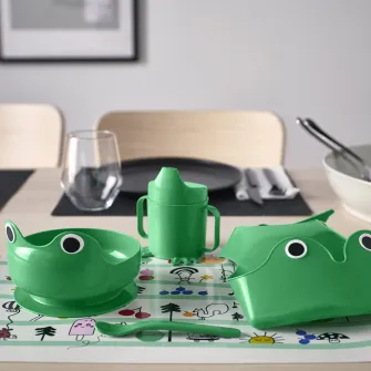 IKEA MATA Set de masa, 4 piese, verde deschis