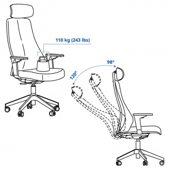 IKEA MATCHSPEL Scaun de gaming, Bomstad gri