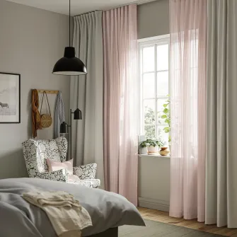 IKEA MATILDA Perdele transparente, 2buc, roz pal/rjns, 145x250 cm