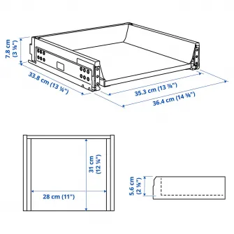 IKEA MAXIMERA Sertar, jos, alb, 40x37 cm