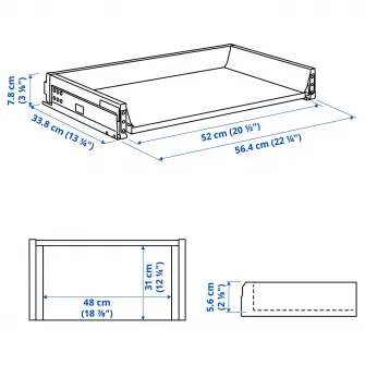 IKEA MAXIMERA Sertar, jos, alb, 60x37 cm