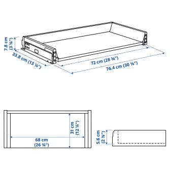 IKEA MAXIMERA Sertar, jos, alb, 80x37 cm