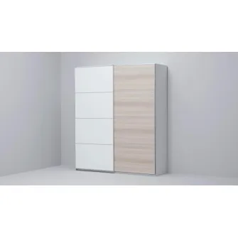IKEA MEHAMN 4 panouri/cadru usa glisanta, aspect stejar antichizat/alb, 100x236 cm