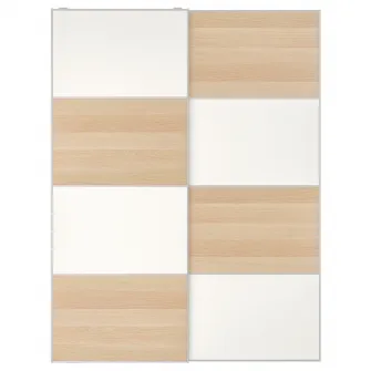 IKEA MEHAMN Set usi glisante, 2 fete aspect stejar antichizat/alb, 150x201 cm