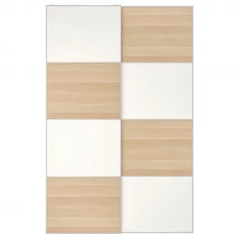 IKEA MEHAMN Set usi glisante, 2 fete/aspect stejar antichizat alb, 150x236 cm