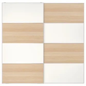 IKEA MEHAMN Set usi glisante, 2 fete/aspect stejar antichizat alb, 200x201 cm