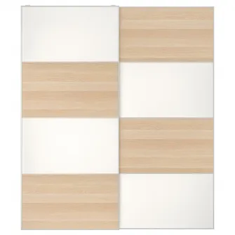 IKEA MEHAMN Set usi glisante, 2 fete/aspect stejar antichizat alb, 200x236 cm