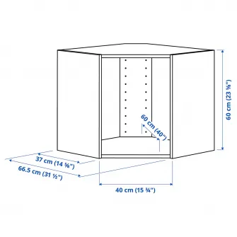 IKEA METOD Cadru corp suspendat colt, alb, 68x37x60 cm