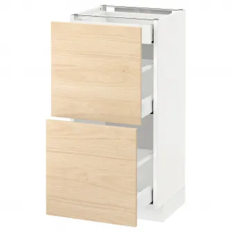 IKEA METOD / MAXIMERA Corp baza 2fronturi/3sertare, alb/Askersund aspect frasin, 40x37 cm