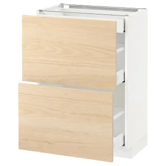 IKEA METOD / MAXIMERA Corp baza 2fronturi/3sertare, alb/Askersund aspect frasin, 60x37 cm