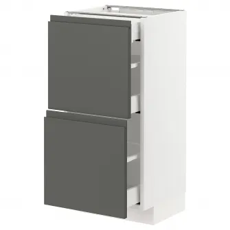 IKEA METOD / MAXIMERA Corp baza 2fronturi/3sertare, alb/Voxtorp gri inchis, 40x37 cm