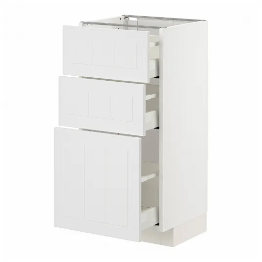 IKEA METOD / MAXIMERA Corp baza cu 3 sertare, alb/Stensund alb, 40x37 cm