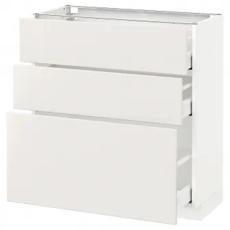 IKEA METOD / MAXIMERA Corp baza cu 3 sertare, alb/Veddinge alb, 80x37 cm