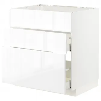 IKEA METOD / MAXIMERA Corp baza plita/hota int+sertar, alb/Ringhult alb, 80x60 cm