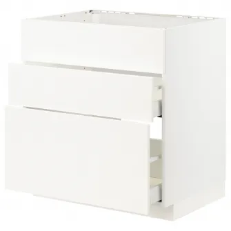 IKEA METOD / MAXIMERA Corp baza plita/hota int+sertar, alb/Veddinge alb, 80x60 cm