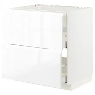 IKEA METOD / MAXIMERA Corp baza plita/hota int+sertar, alb/Voxtorp lucios/alb, 80x60 cm