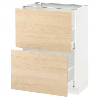IKEA METOD / MAXIMERA Corp baza/2 sertare, alb/Askersund aspect frasin, 60x37 cm